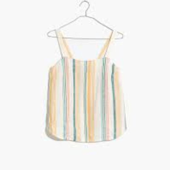 Madewell Tops - Madewell Linen Curved-Hem Cami Top in Pineapple Stripe